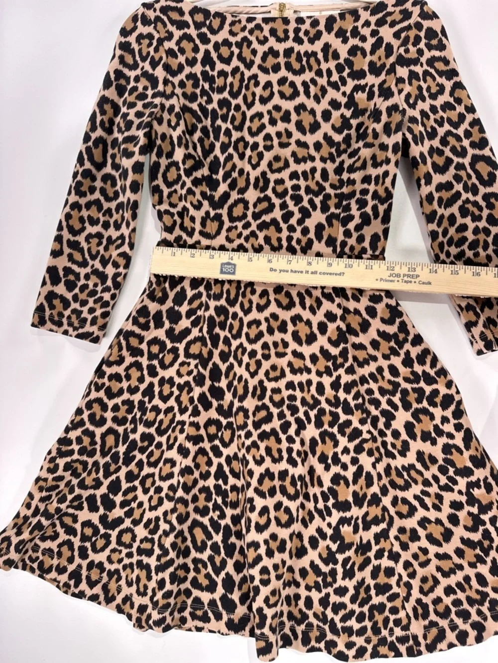 Kate Spade Leopard Print Fit Flare Ponte Dress 0 Brown 3/4 Sleeve